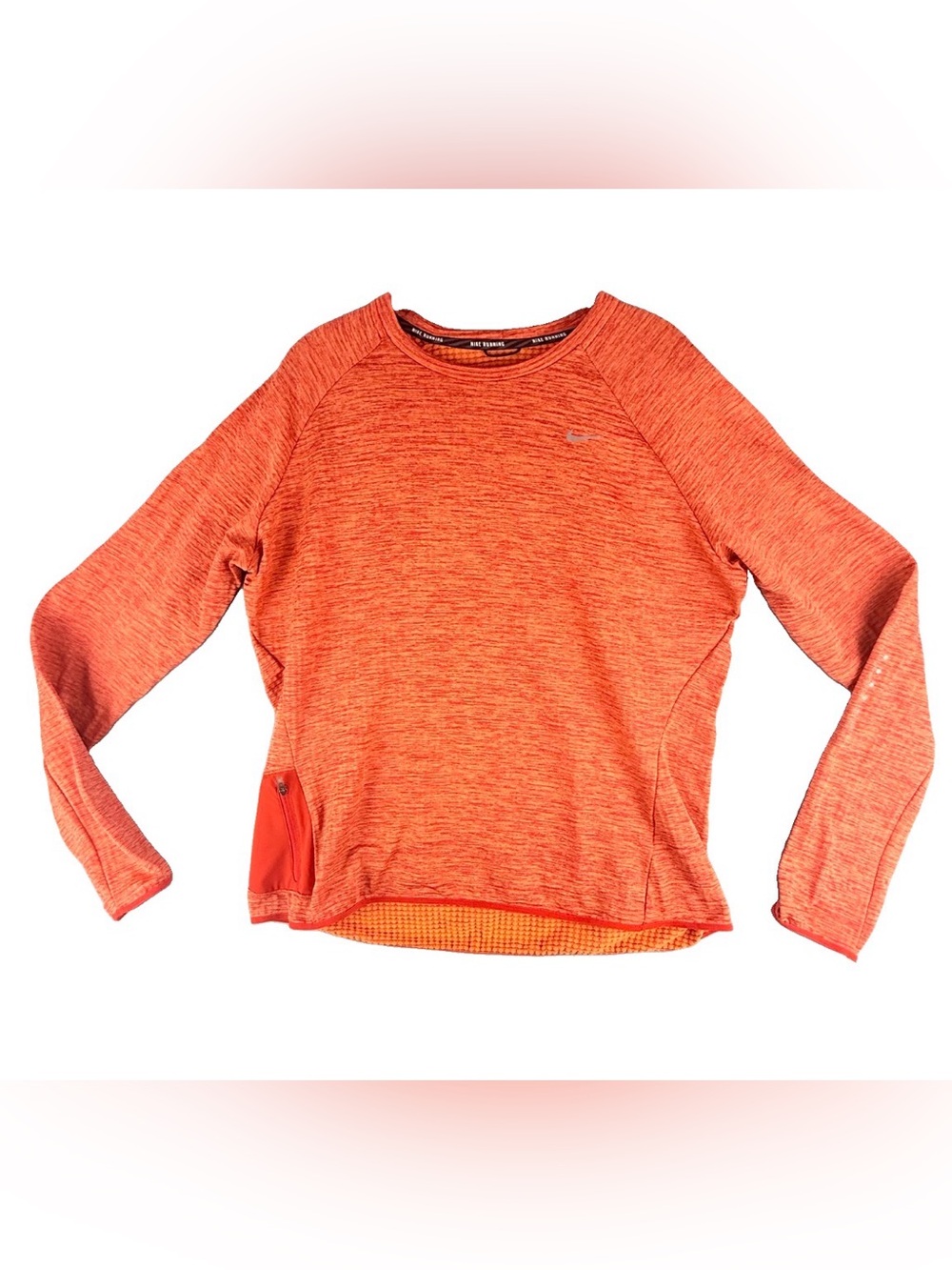 Nike Running Dri-FIT Women’s XL Orange Long Sleeve Thumbhole Running Top Pocket